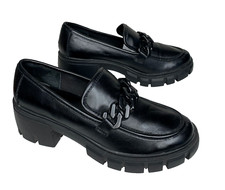 Steve Madden Girl Shoes Women's 8.5 Black Loafer Hastings Chunky Platform Y2K