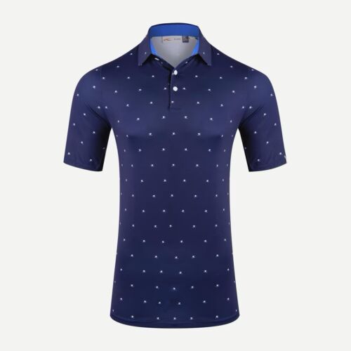KJUS Sotto Polo Golf Shirt Navy Ski All Over Print UPF Men’s M K00201