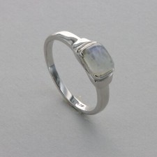 Square Rainbow MOONSTONE Ring - Multiple Sizes - 925 STERLING SILVER 112e