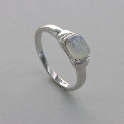 Square Rainbow MOONSTONE Ring - Multiple Sizes - 925 STERLING SILVER #112e