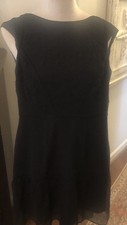 Kimchi Blue Dress Black Lace Eyelet Sz 4 Mini Fit Flare Ruffles Babydoll Peasant