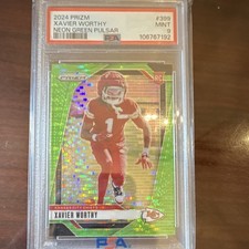 PSA 9 2024 Panini Prizm Xavier Worthy #399 Neon Green Pulsar Rookie Chiefs