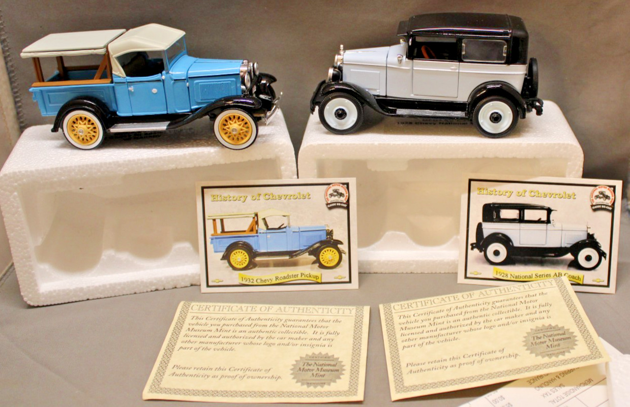 National Motor Museum Mint 1/43 1928 Chevy Coach & 1932 Roadster Pickup@