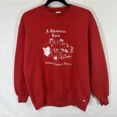 VTG Russell Athletic Sweatshirt Adult XL Red USA Made Christmas Carol Theatre*