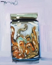 Can of Worms Still Life Jar Art PRINT Painting by Artist Jose Trujillo 16x20