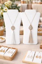 White Necklace Display Stand Jewelry Bust Holder Countertop Showcase Retail