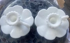 Vintage White Milk Glass Flower Scalloped Style Taper Candle Holders Lot Of 2