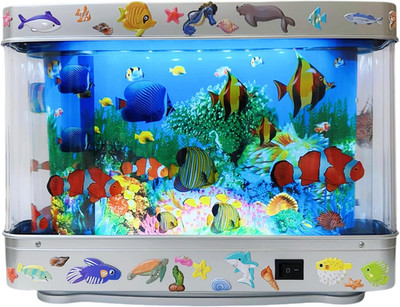 Fake Fish Tank Lamp - Moving Aquarium Night Light with Virtual Ocean Effect, 80S