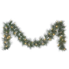 Christmas Garland 9 ft x 10 Pre-lit Glitter 70 Tips Warm White LED Lights New
