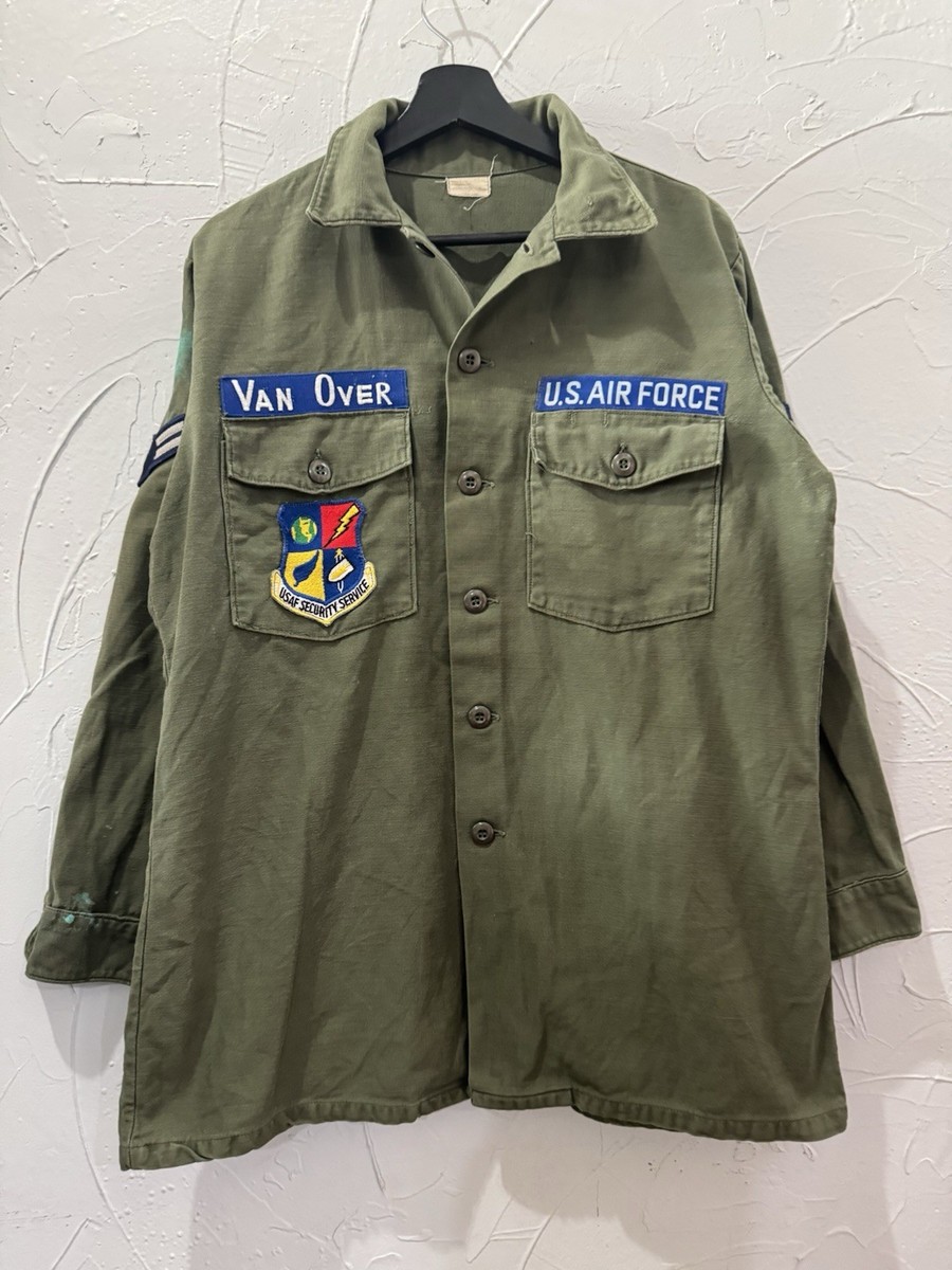 69s U.S. AIR FORCE 実物 OG-107 シャツ L ベトナム Vintage Vietnam Era U.S. Air Force OG-107 Fatigue Shirt USAF