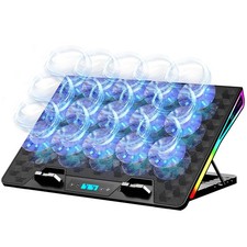 Gaming Laptop Cooling Pad, 15 Powerful Fans, RGB Lights, 15-17.3-in, Stand