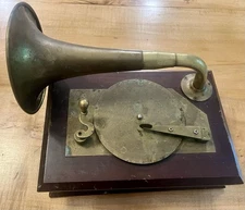 Vintage Enesco Brass Gramophone Music Jewelery Box Plays Für Elise by Beethoven