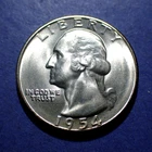 1954-S Washington Quarter  Near Gem BU
