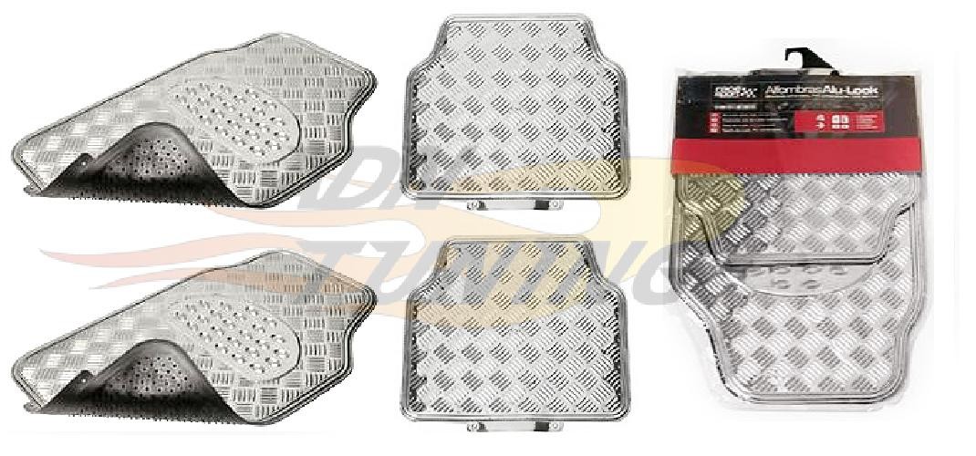 Tapis de sol PVC chrome pour voiture universels - Jeu de 4 pièces look aluminium