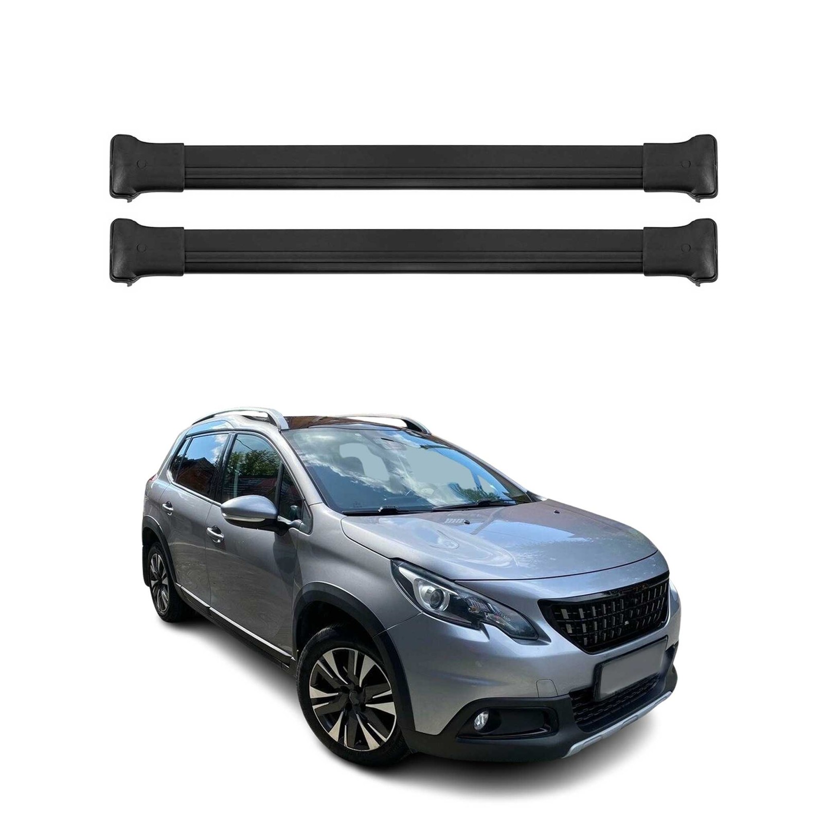 Barres de toit Peugeot 2008 aluminium aérodynamique et silencieux