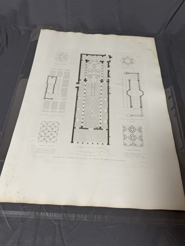 Antique Rome Engraving Basilique S Lorenzo Hors Les Murs Plan Mosaic Pl269 22x15