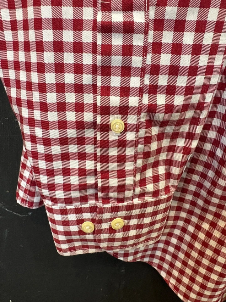 Brooks Brothers Dress Shirt Mens 17 - 36/37 Slim Fit Red Check Non-Iron - Image 2 of 4