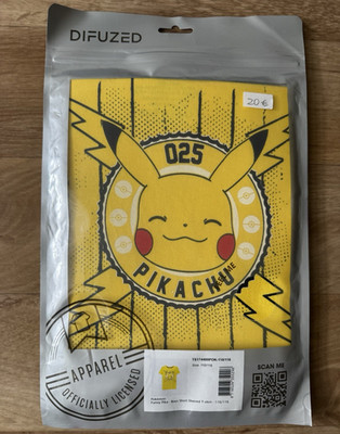 Difuzed Pokémon Pikachu Jungen T-Shirt gelb Kurzarm Gr. 110/116 Rundhals
