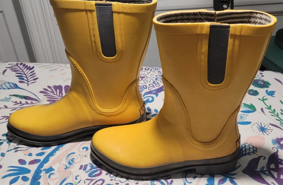 Botas de agua altas LL Bean amarillas talla 8 botas de lluvia altas hasta la pantorrilla para mujer impermeables de goma Foto 3 de 4