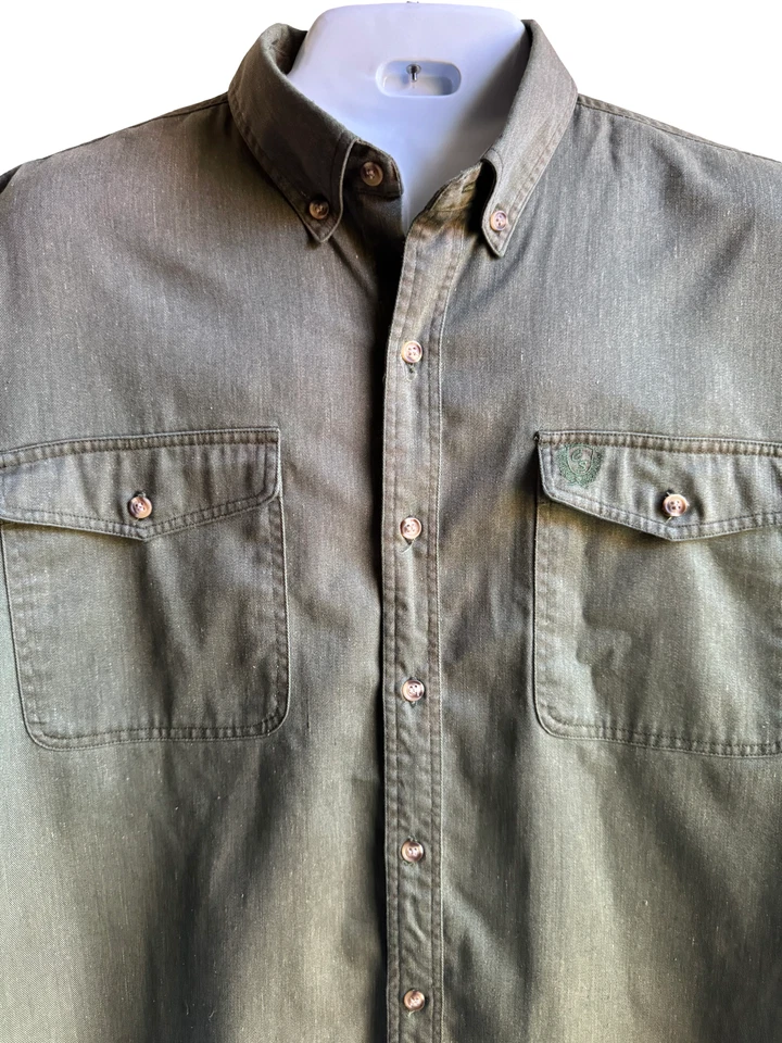 Camisa informal Cherokee para hombre patrón liso color caqui talla XL abotonada Foto 3 de 4