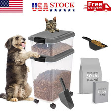 3Pc Airtight Pet Food Container Kit Dog Cat Food Storage Bin Treat Box Scoop