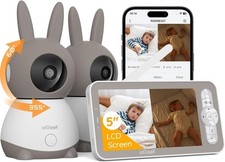ieGeek 2K Split-Screen Baby Monitor, 5" WiFi 2 Cameras, Night Vision, Audio