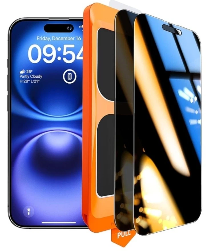TOCOL 2 Pack iPhone 16 pro Privacy Screen Protector 6.1-Inch,True 25°Anti Spy