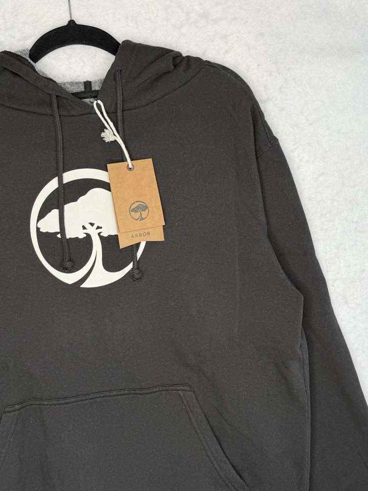Sudadera con Capucha Arbor Collective Mediana Negra Icono Estampado Gráfico Snowboard Patín NUEVA $70 Foto 3 de 4
