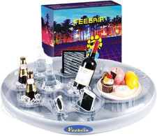 Inflatable Pool Drink Holder with Large Capacity, Floating Drink Float for Hot T