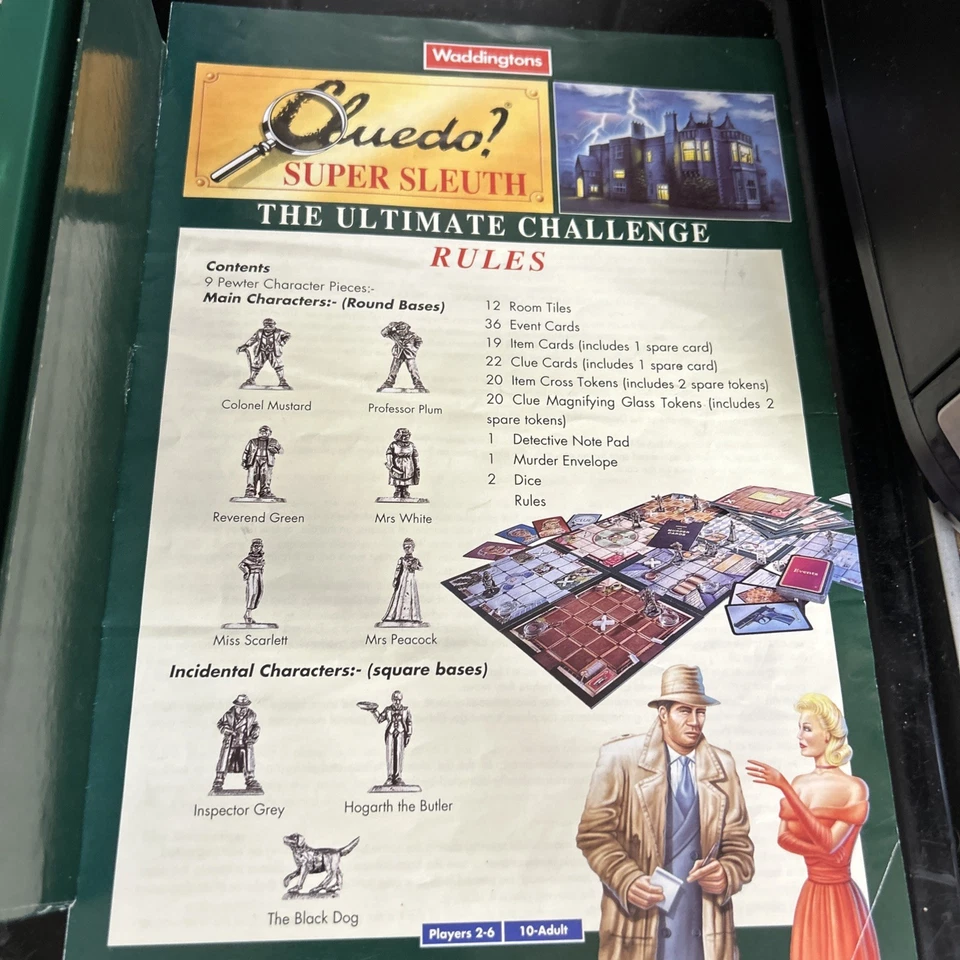 Vintage 1995 Cluedo Super Sleuth Board Game Waddingtons Complete - Image 2 of 4