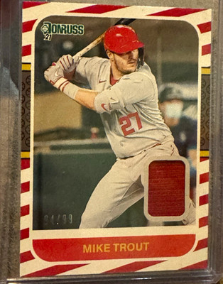 Panini 2021 Donruss Retro Mike Trout Game Worn Jersey Patch #87M-MT Red 04/99
