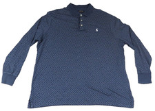 Polo Ralph Lauren Shirt Men XL Blue Geometric Long Sleeve Classic Fit Cotton LS