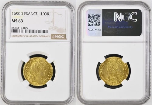 France - Louis XIV - Louis d'or 1690 Lyon - NGC MS 63