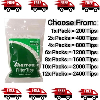 Sharrow King Size Menthol Filter Tips Rauchen Zigarette (200 Tips pro Packung) UK