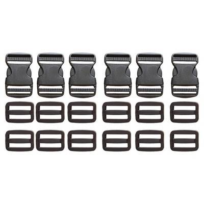 6 Set 1'' Quick Side Release Plastic Buckles Clip Buckles for Nylon Webbing Strap