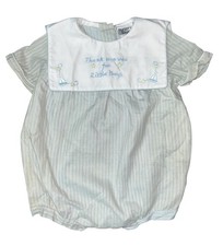 Vintage Nursery Rhyme Smocked Embroidered Thank Heaven For Little Boys 1 Piece