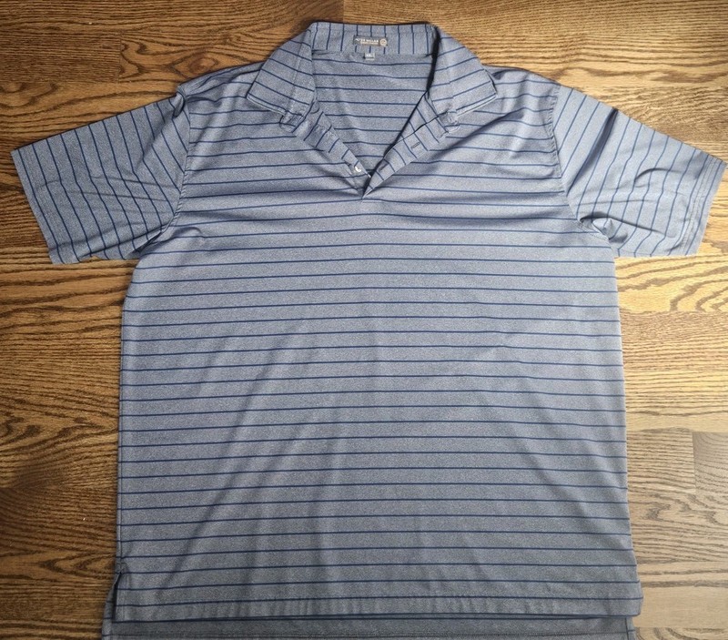 Peter Millar Mens Summer Comfort Polo Gray/Navy Stripes 2XL
