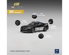 Ford Mustang Dark Horse "Police Interceptor" Black 1/64 Diecast Model Car by CM