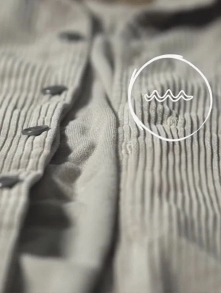 Camisa de franela beige pana oxidada para hombre grande - estilo ropa de trabajo con botones de metal suave Foto 3 de 3