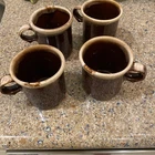 4 McCoy Pottery USA 1412 Vintage Brown Drip Glaze Coffee Mugs Cups