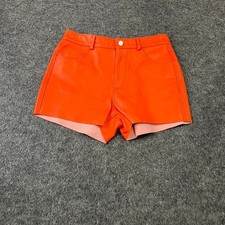 LAMARQUE Anika Leather Short Women's Size 27 Spicy Orange