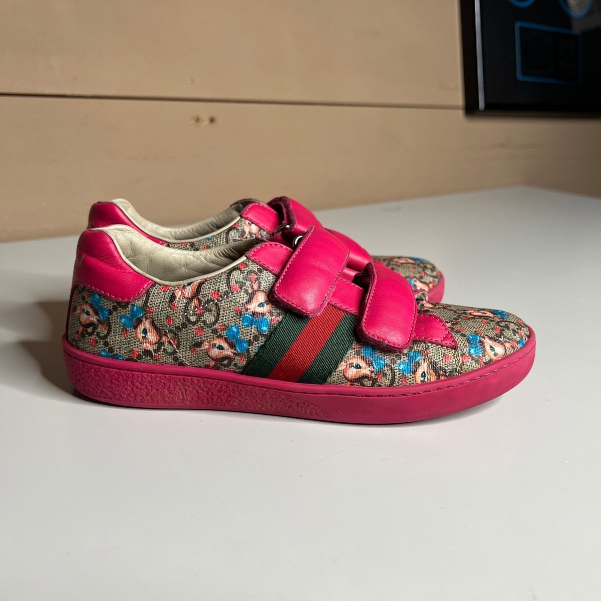 Gucci Bambi 463090 Kids Sneakers Style Pink Monogram GG Girls