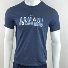 Armani Exchange T Shirt Regular Fit Stretch Jersey AX Logo T Shirt Navy Blue NWT