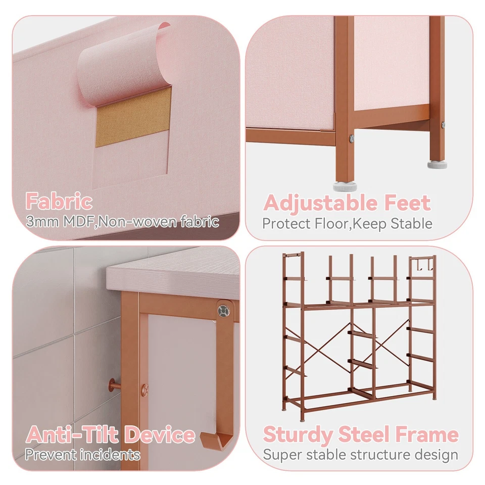 12 Drawers Dresser Chest of Storage Tower Cabinet for Bedroom Organizer Pink - image 4 of 4