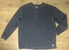 Carhartt Henley Shirt Mens 2XL Gray L/S Waffle Knit Thermal Workwear K200CHH