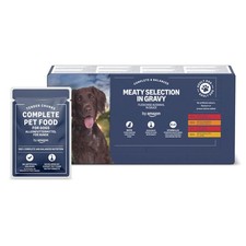 Complete Wet Food for Adult Dogs, Meat Selection in Gravy, 4.8 kg (48 pouches... 0.08 per kilo