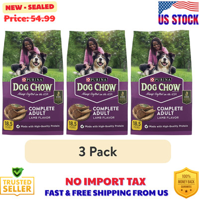 Purina Dog Chow Complete Dry Dog Food for Adult Dogs High Protein, Lamb, 55.5 lb