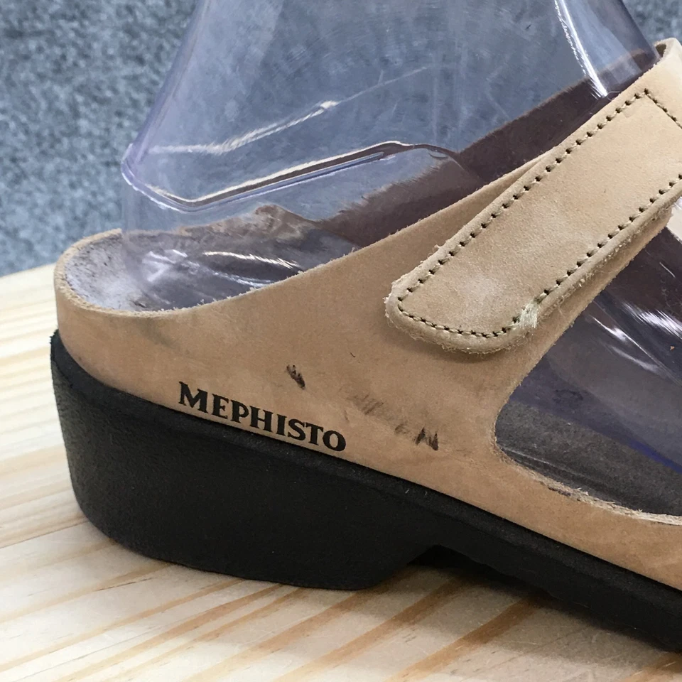 Mephisto 凉鞋女式 40 滑米色钩环舒适休闲粗跟 — 第 2/4 张图片