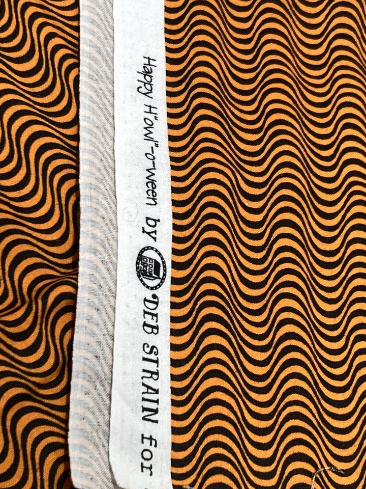 Moda Fabrics Happy H"owl" O Ween Deb Strain Orange Black Waves 1/2Y x 44"W - Image 3 of 3