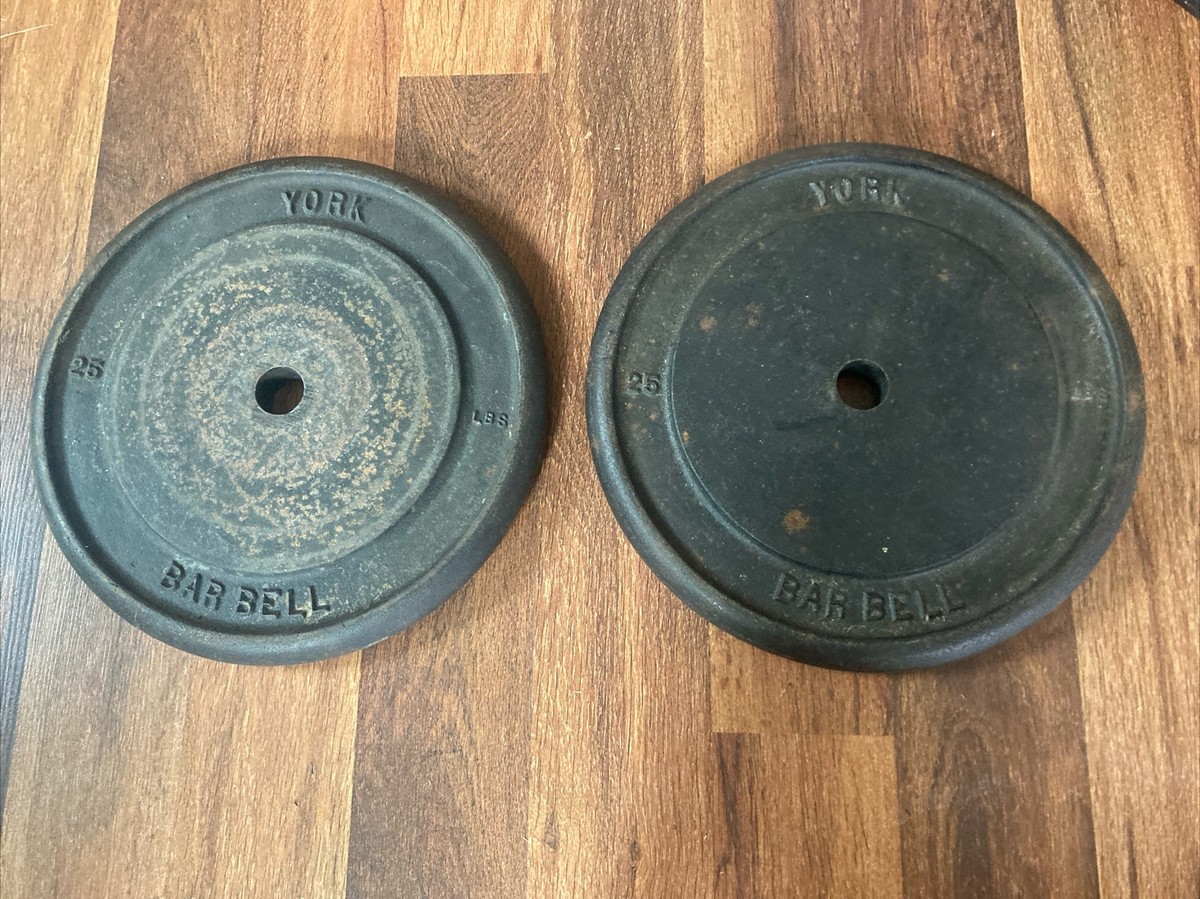 Plaques De Poids Vintage YORK Fraisées - 25 Lb (paire) - Standard 1 Pouce